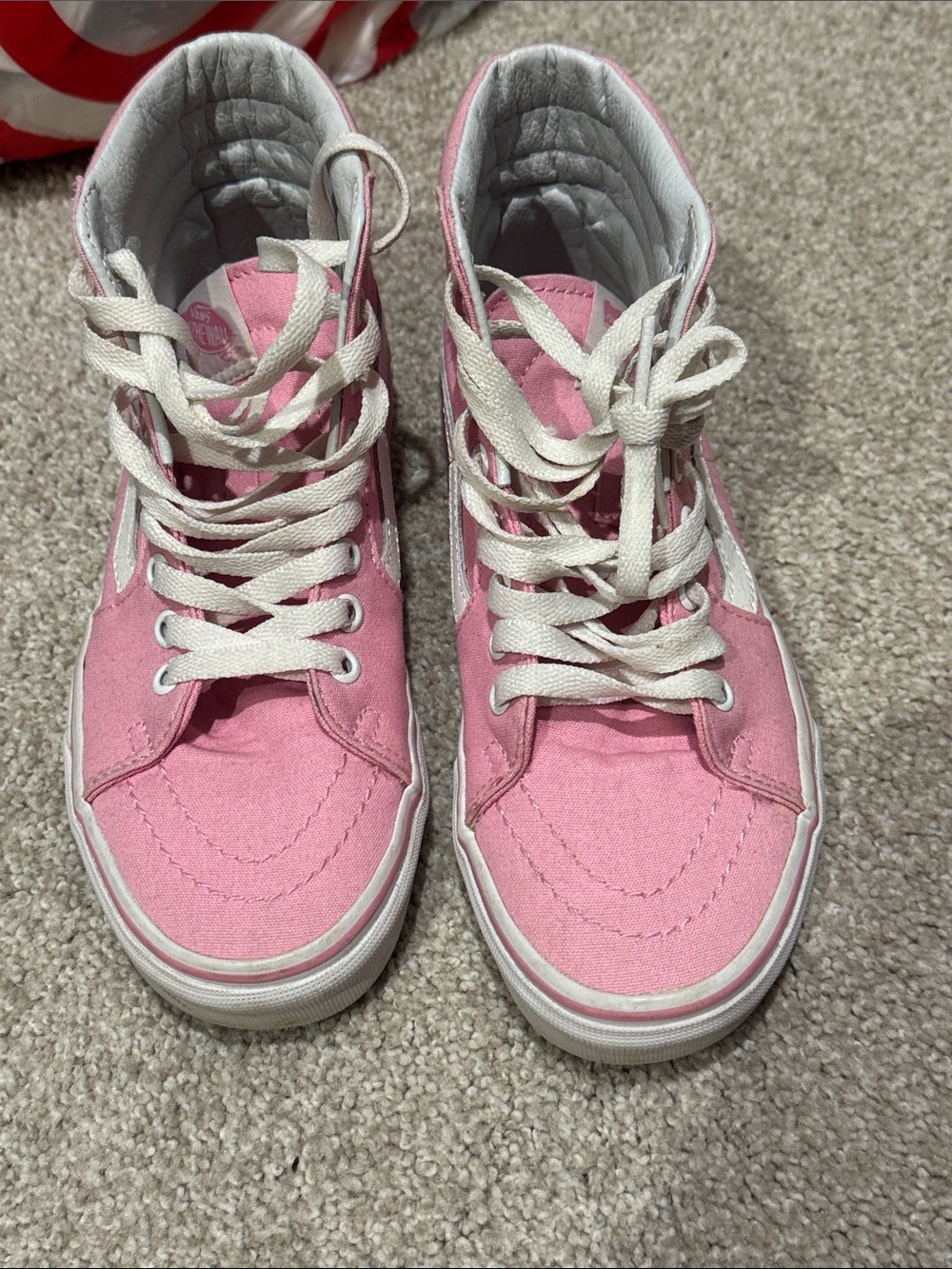 Vans Pink High-Top Canvas Sneakers with White Accents